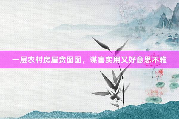 一层农村房屋贪图图，谋害实用又好意思不雅