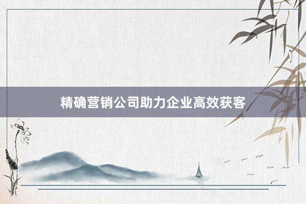 精确营销公司助力企业高效获客